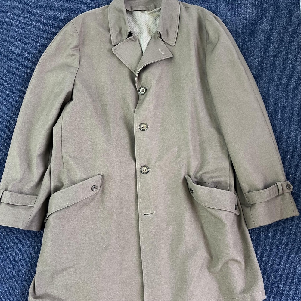 Vintage Canvas Overcoat Mens XLTan Belted Single Breasted Lined Car Coat Winter